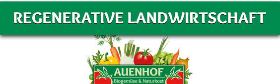 Bild mit dem Auenhof-Logo vor verschiedenen Gemüse und Vortragsüberschrift